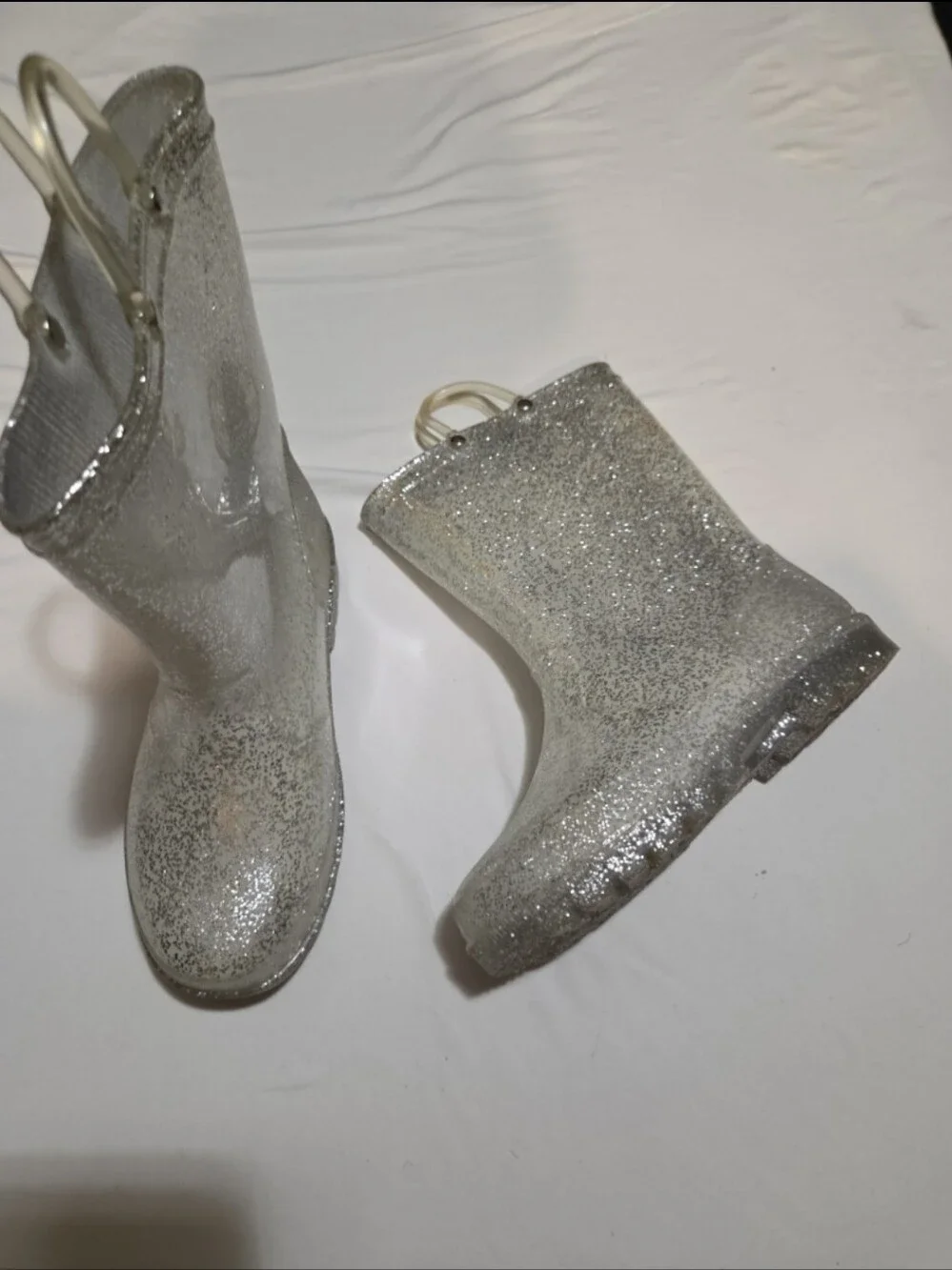 Chic girls size 3 silver rain boots #06